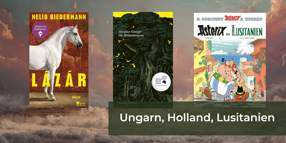 Nelio Biedermann "Lázar", Dorothe Elmiger "Die Holländerinnen", Asterix in Lusitanien